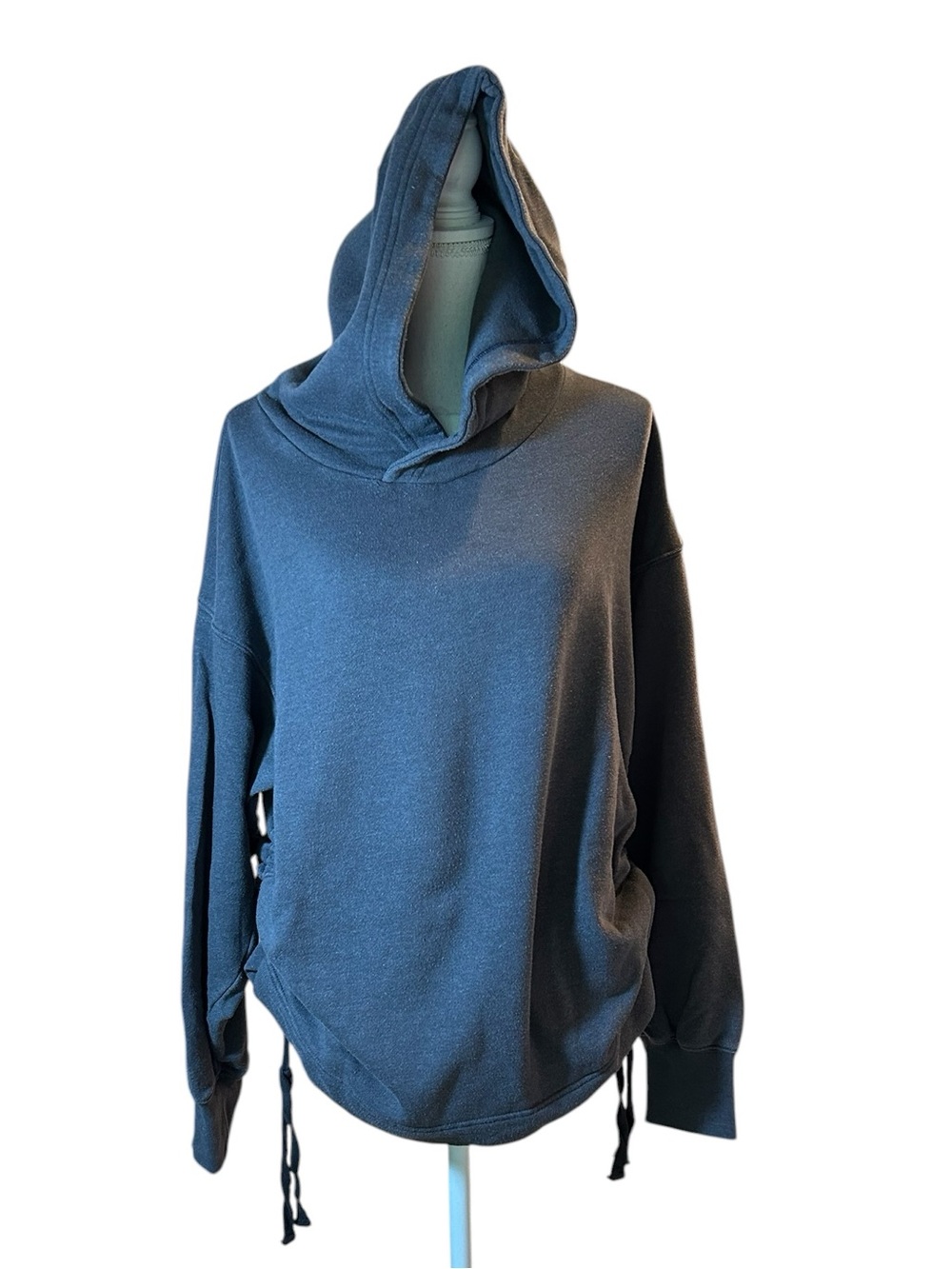 Aerie Dark Gray Side Ruching Hooded Pullover